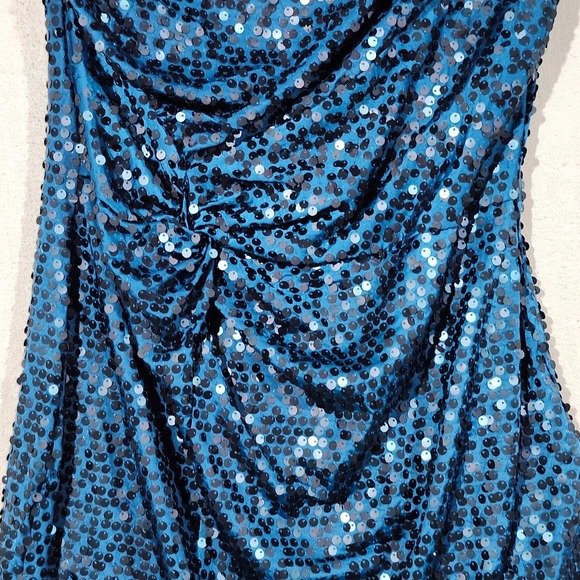 Lily Rose NWT Teal Blue Sequin‎ One Shoulder Mini Dress Party Cocktail HOCO M - Picture 5 of 11